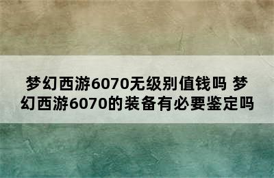 梦幻西游6070无级别值钱吗 梦幻西游6070的装备有必要鉴定吗